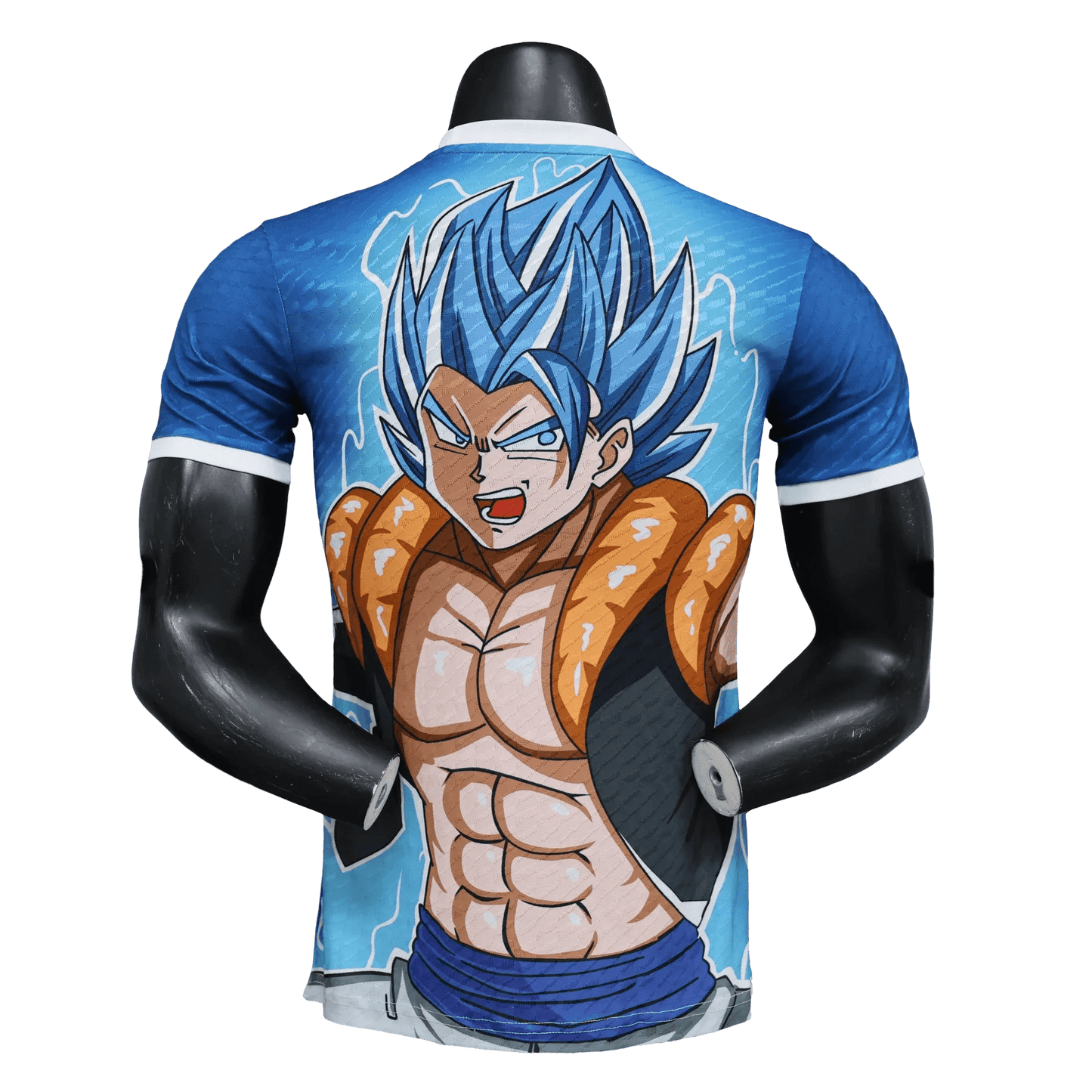 Gogeta Dragon Ball Blue Jersey with Super Saiyan Blue artwork and JFA crest