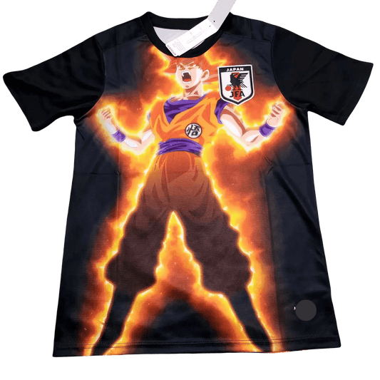 Japan Goku lightning jersey featuring orange electrical effects and storm energy across black fabric by NipponKits Store
