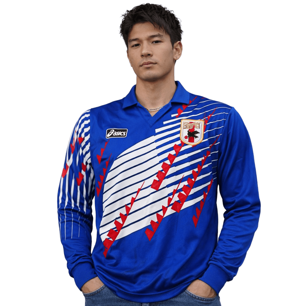 Japan 1994 Home Blue Long Sleeve Jersey - Japan outfit Retro jersey worn by model of nipponkits