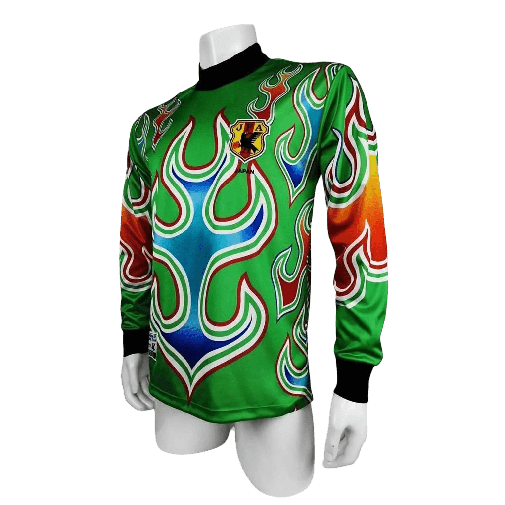 Japan long sleeve goalkeeper retro jersey 1998 World Cup green asics with official JFA crest
