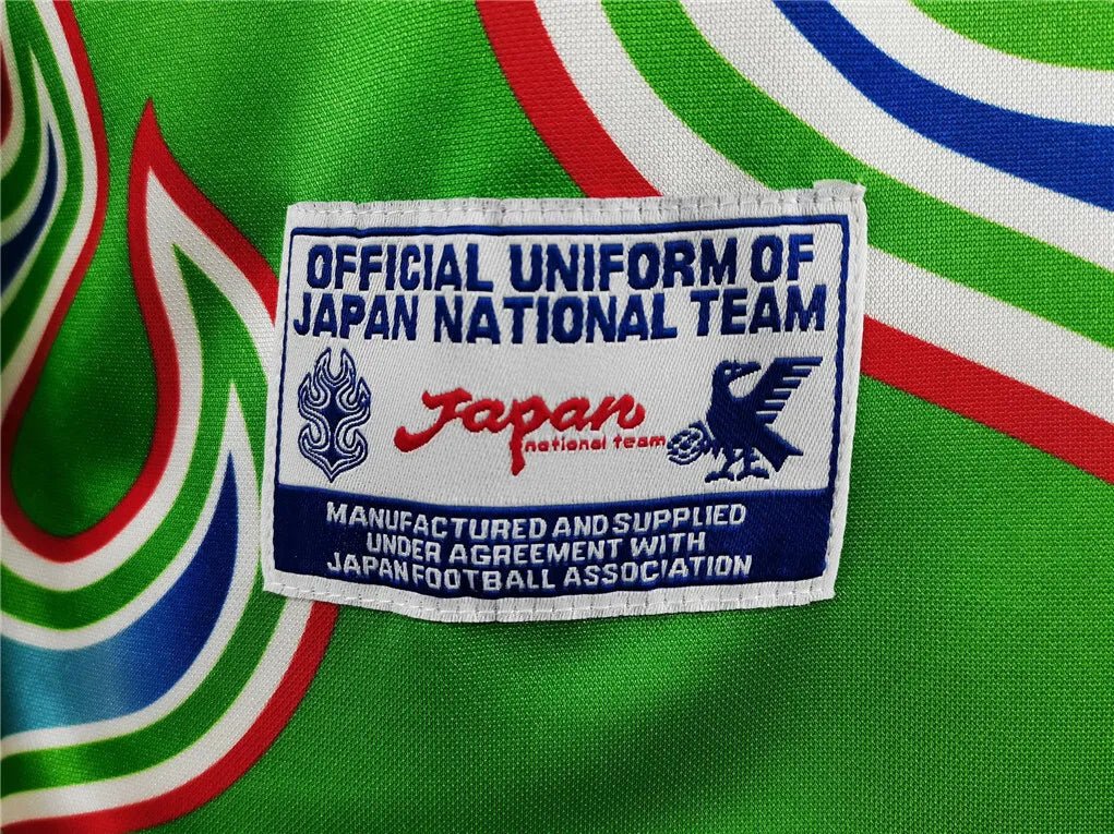 Kawaguchi era japan 1998 goalkeeper green retro long sleeve football jersey asics vintage design

