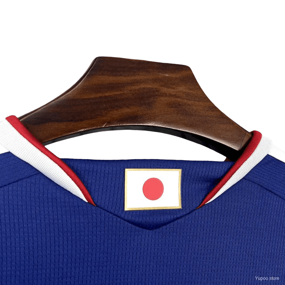 Japan 2026 world cup home jersey fan edition short sleeve worn on supporter showing relaxed casual fit and comfort