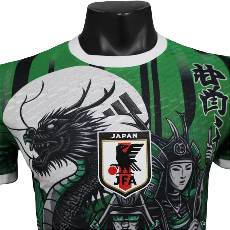 Green Japan soccer jersey with artistic brush design – NipponKits