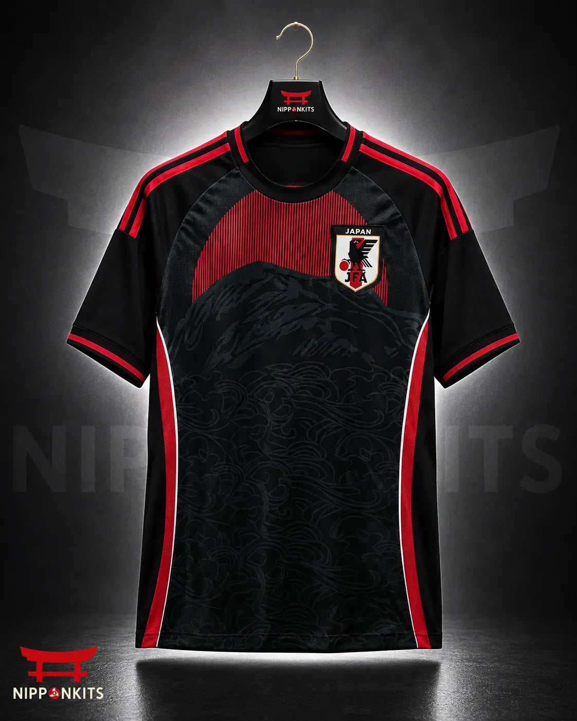 Japan Black Waves Football Jersey