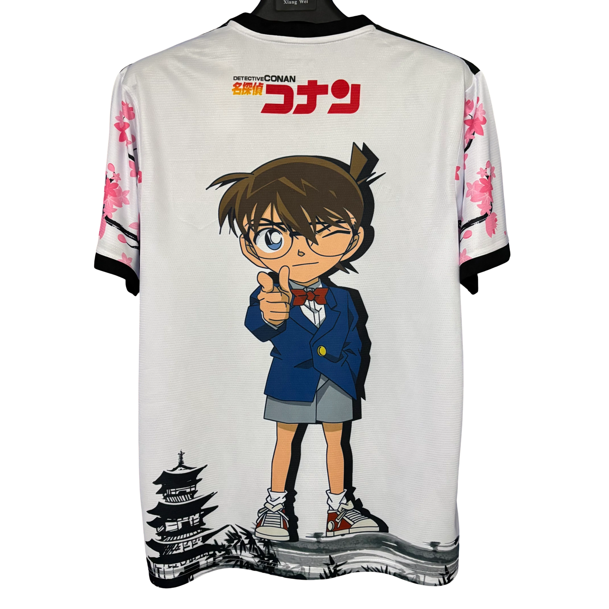 Anime Japan football shirt featuring Detective Conan and cherry blossom design