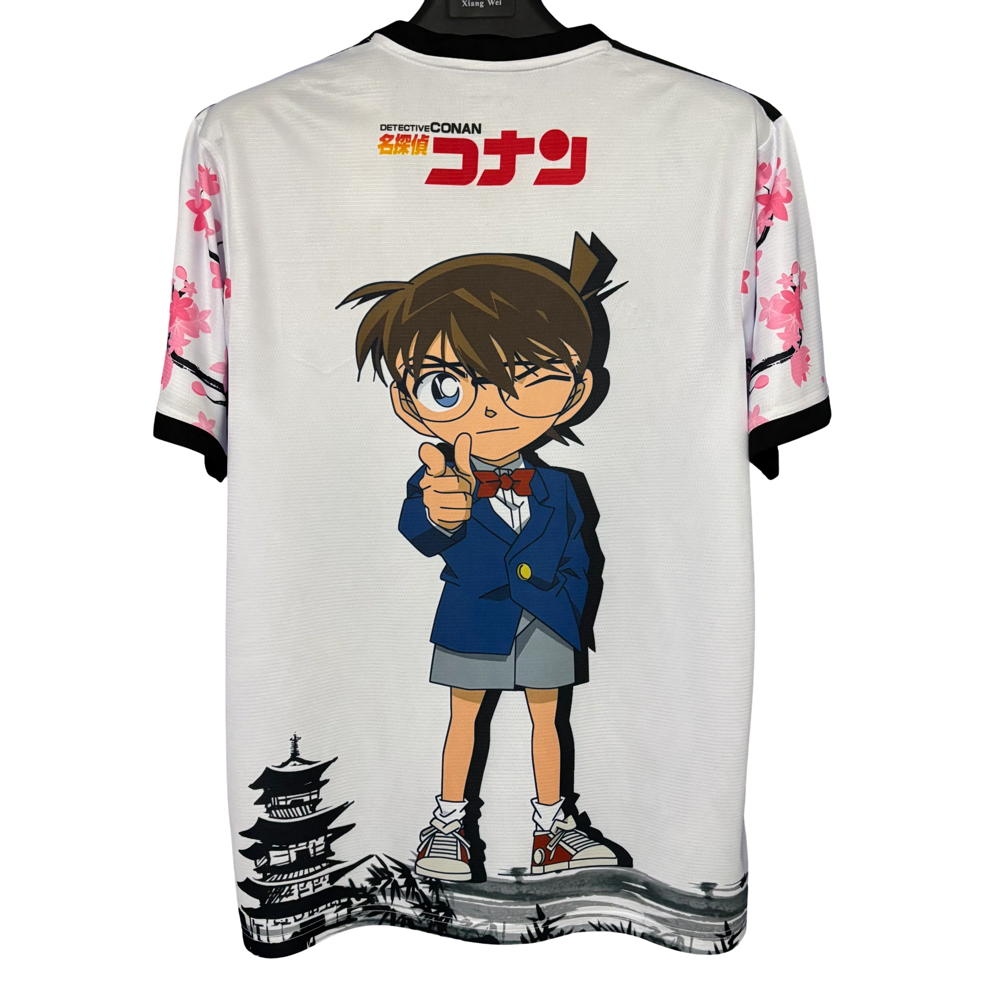 Anime Japan football shirt featuring Detective Conan and cherry blossom design