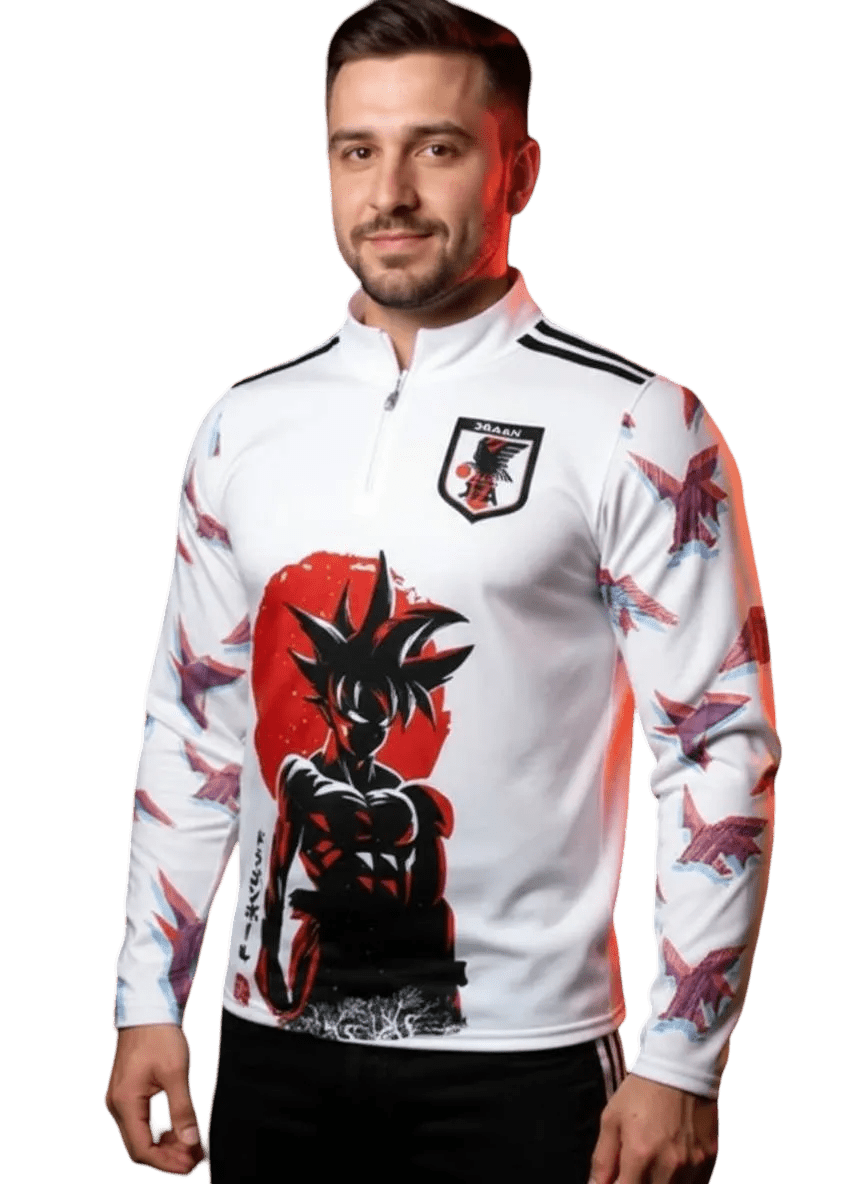 Japan dragon ball goku white tracksuit zip hero warrior design
