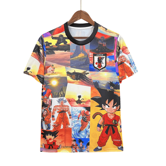 Goku special edition jersey featuring vibrant Dragon Ball collage with multiple character scenes by NipponKits Store