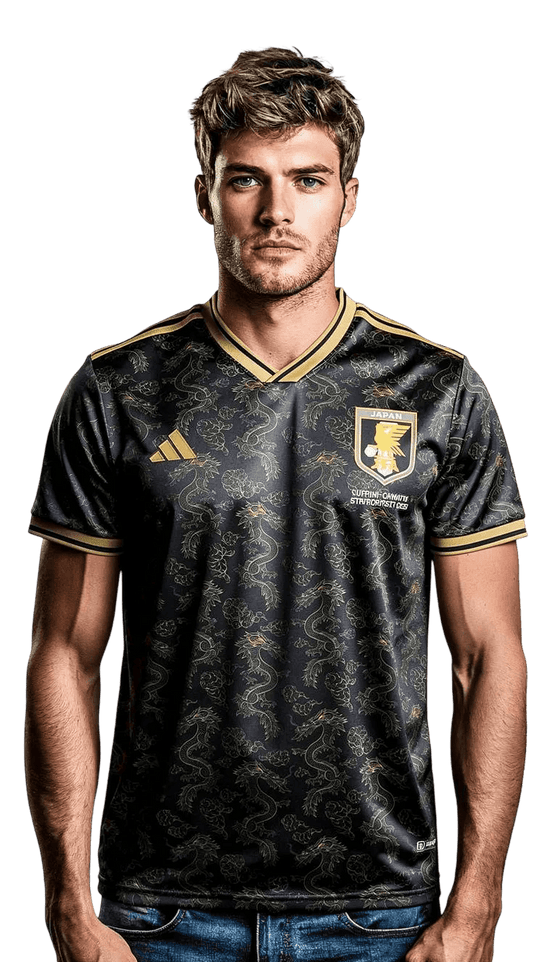 Japan "Dragon Black & Gold" Jersey - Japan Special Jersey Worn by model