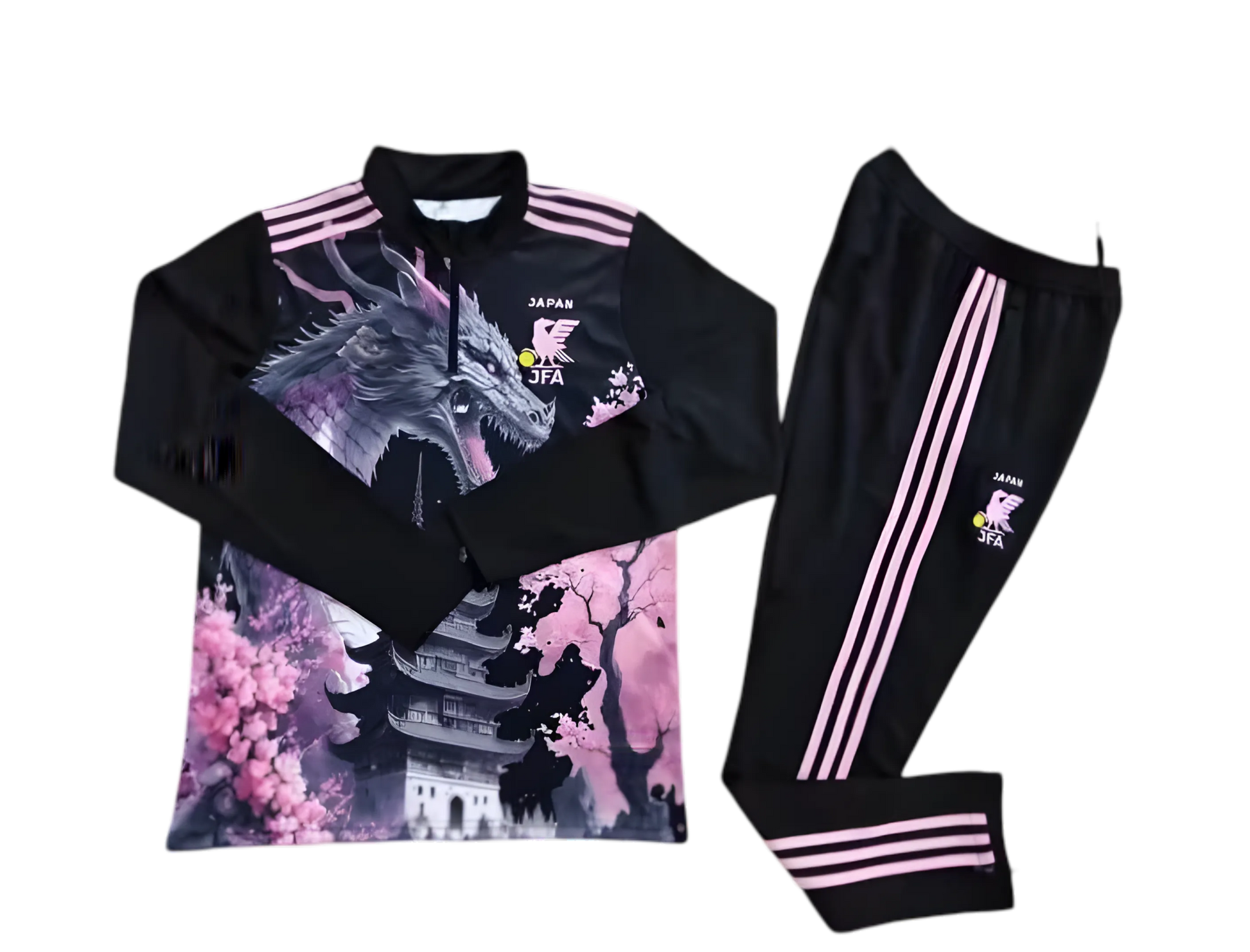 Gradient anime tracksuit japan dragon pink black mythology
