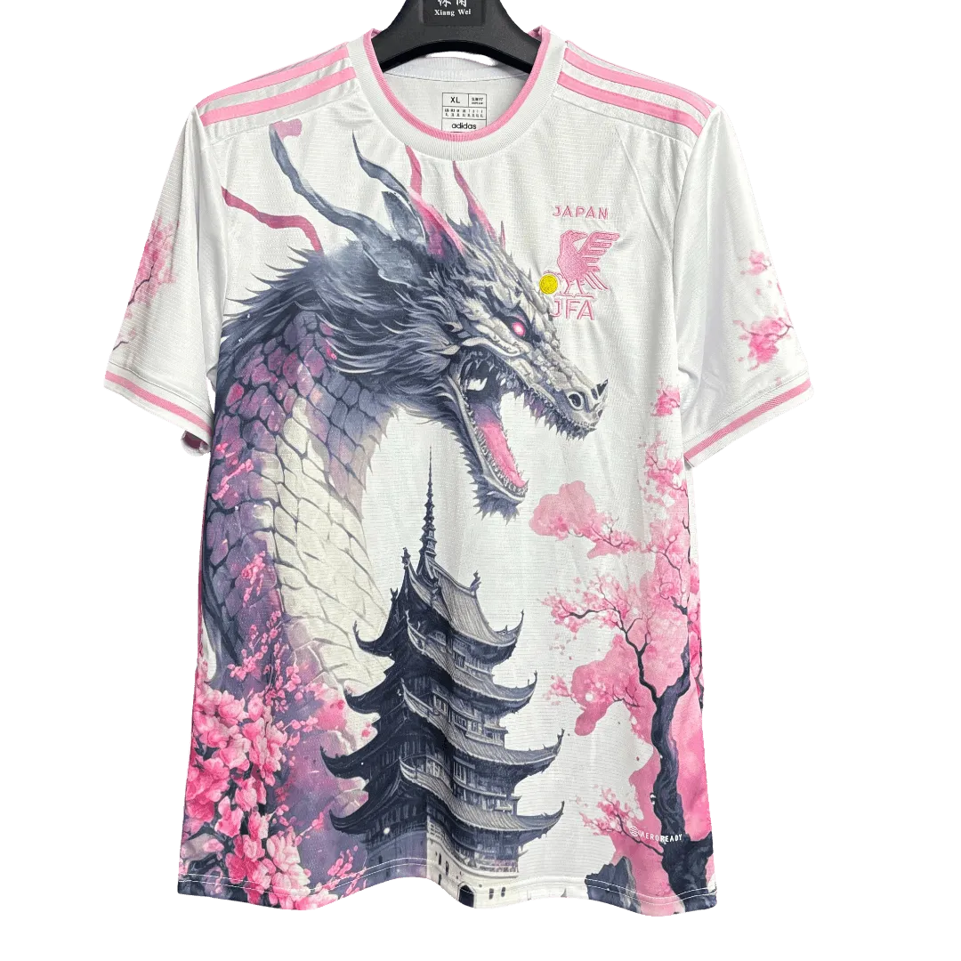 japan pink dragon jersey white dragon sakura temple football shirt NipponKits
