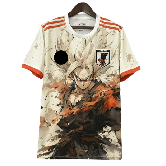 Japan Goku beige jersey with artistic Super Saiyan design and JFA logo by NipponKits Store