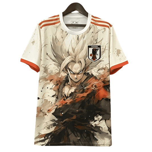 Japan Goku beige jersey with artistic Super Saiyan design and JFA logo by NipponKits Store