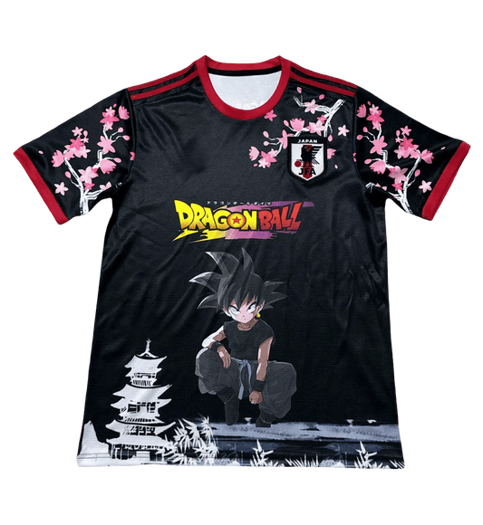 Front view of Japan Goku Black Sakura Edition Jersey – anime soccer design