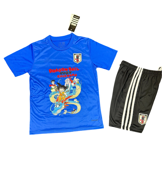 Japan Goku Blue Dragon kids football kit featuring Dragon Ball design