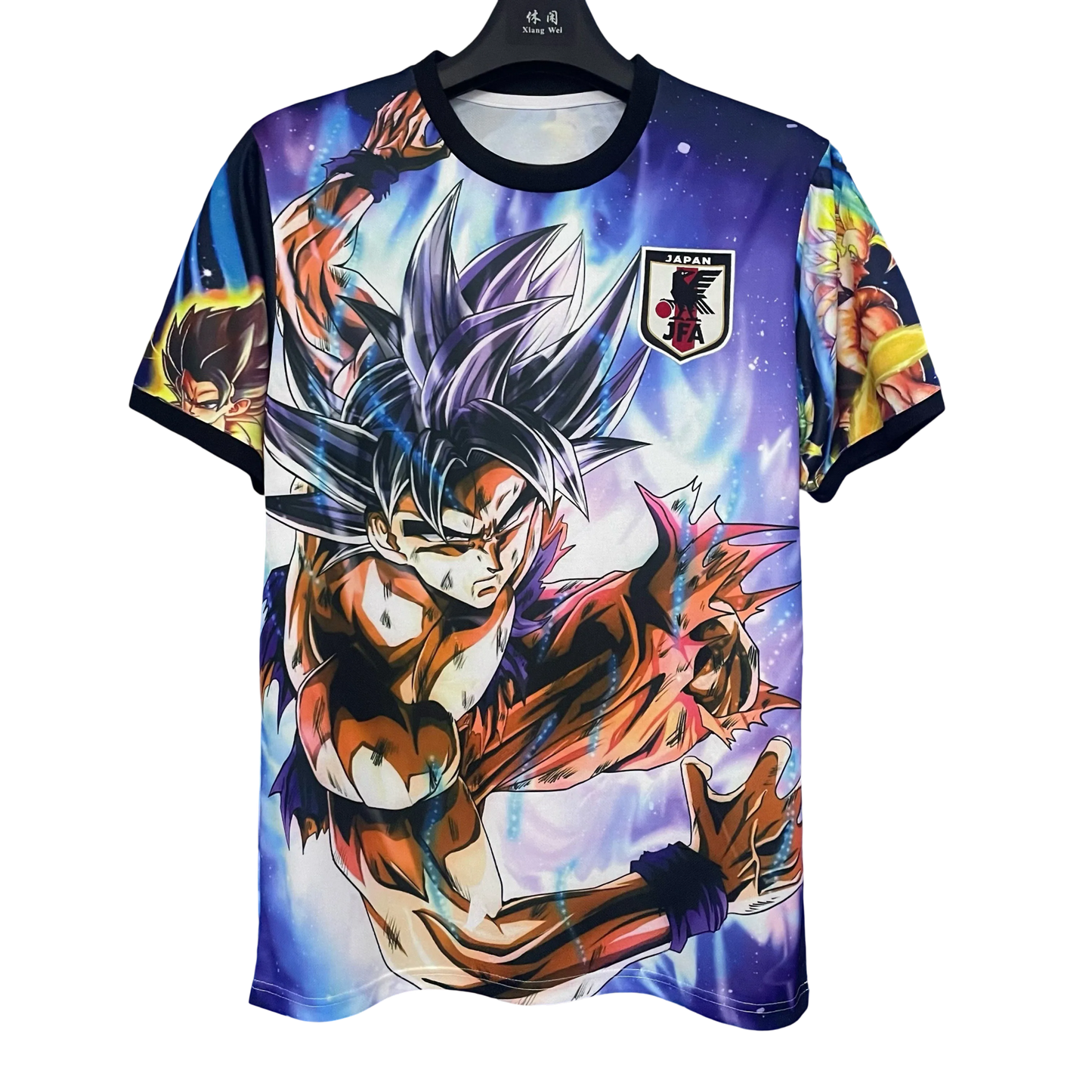 Front view of Japan Goku Mastered Ultra Instinct Jersey – anime soccer concept by Nipponkits