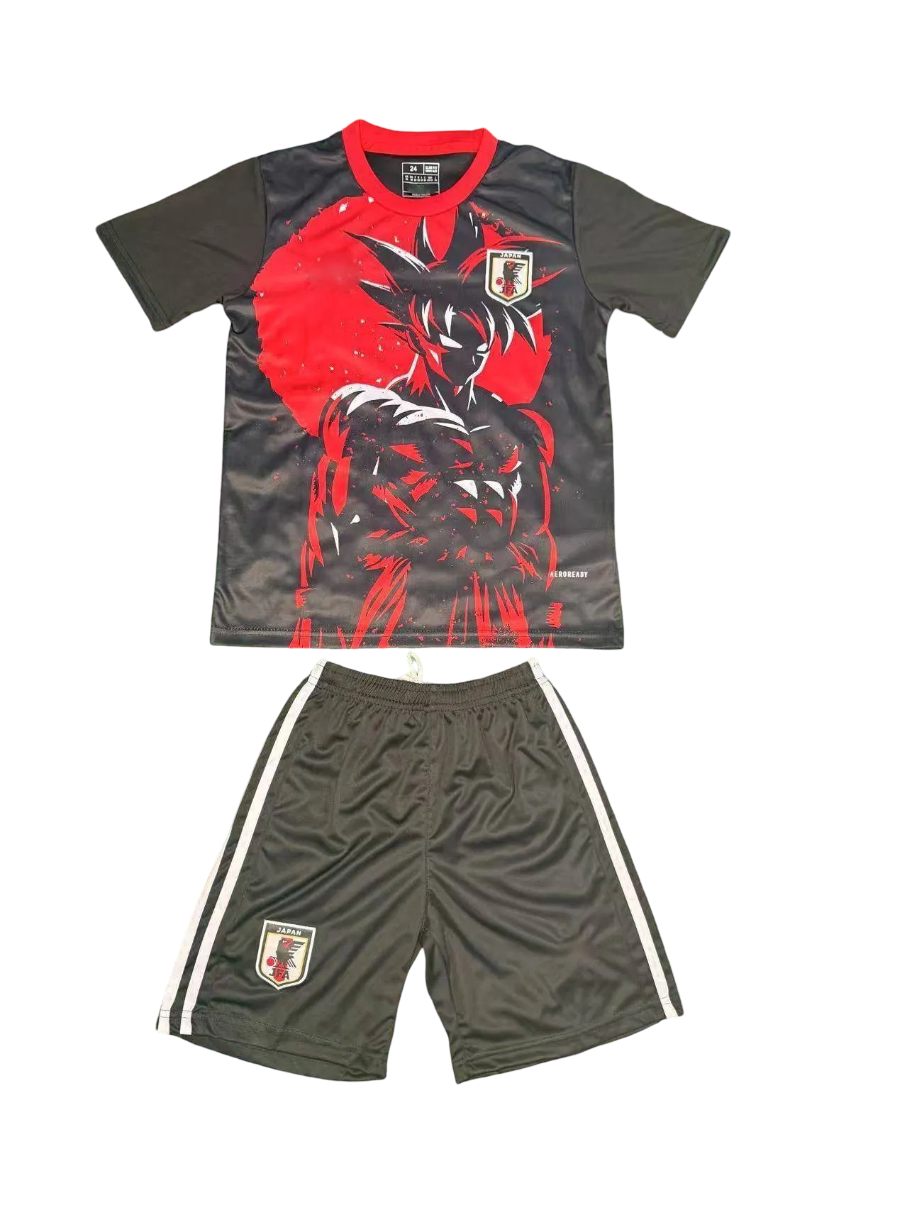Japan Goku Red Aura Kids Football Kit with jersey and shorts