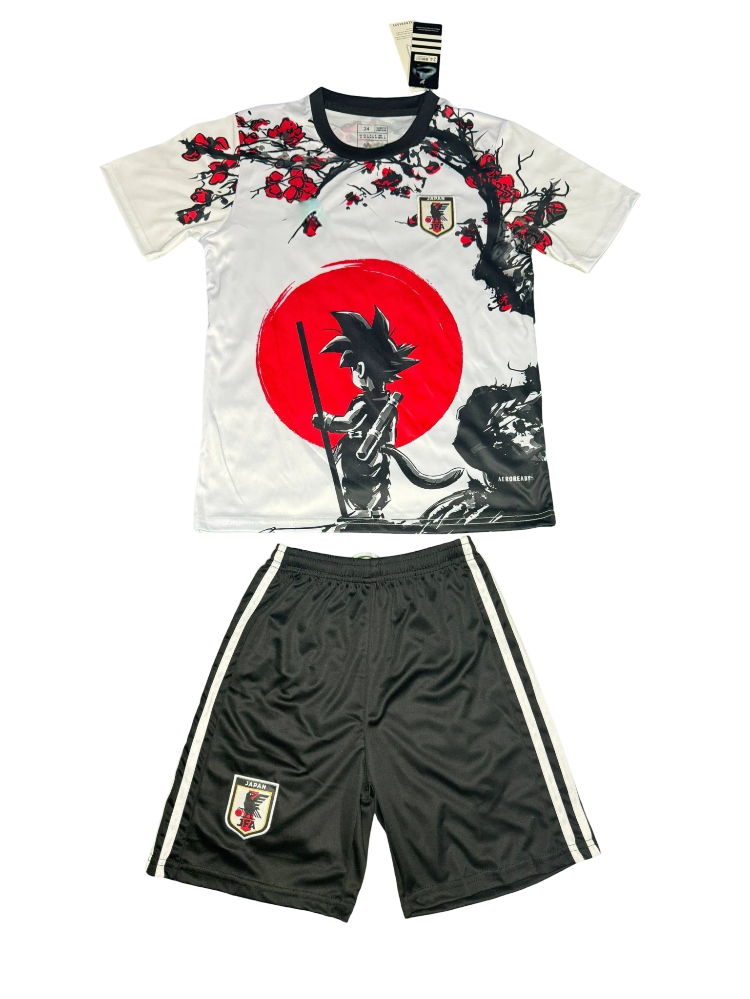 Japan Goku Rising Sun kids football kit with red sun design