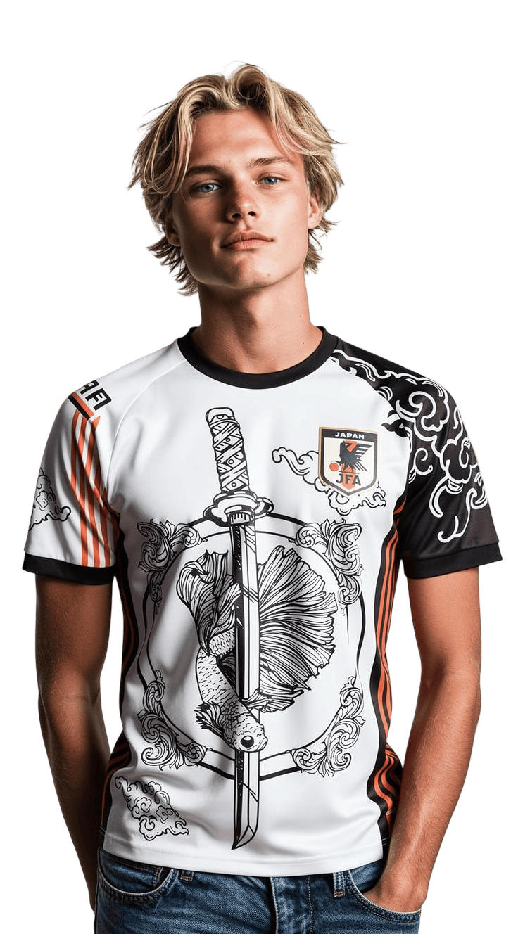 Japan KATANA JERSEY with TSUBASA Custom Name worn by Nipponkits Model