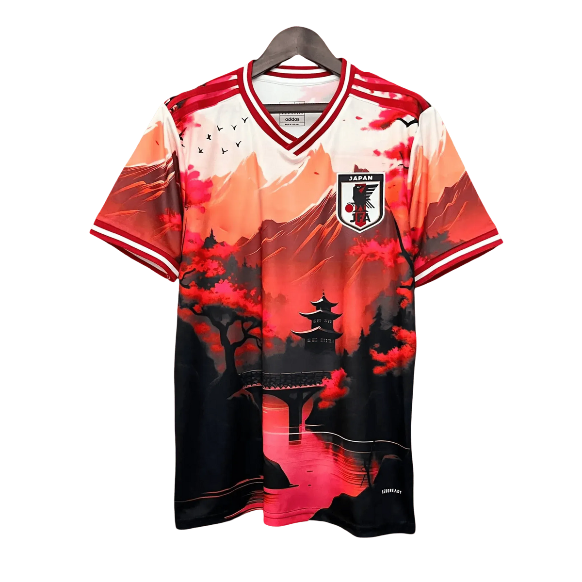 Japan KYOTO RED Jersey Ancient Capital Special Edition with traditional brushstroke art temple red base gold detailing