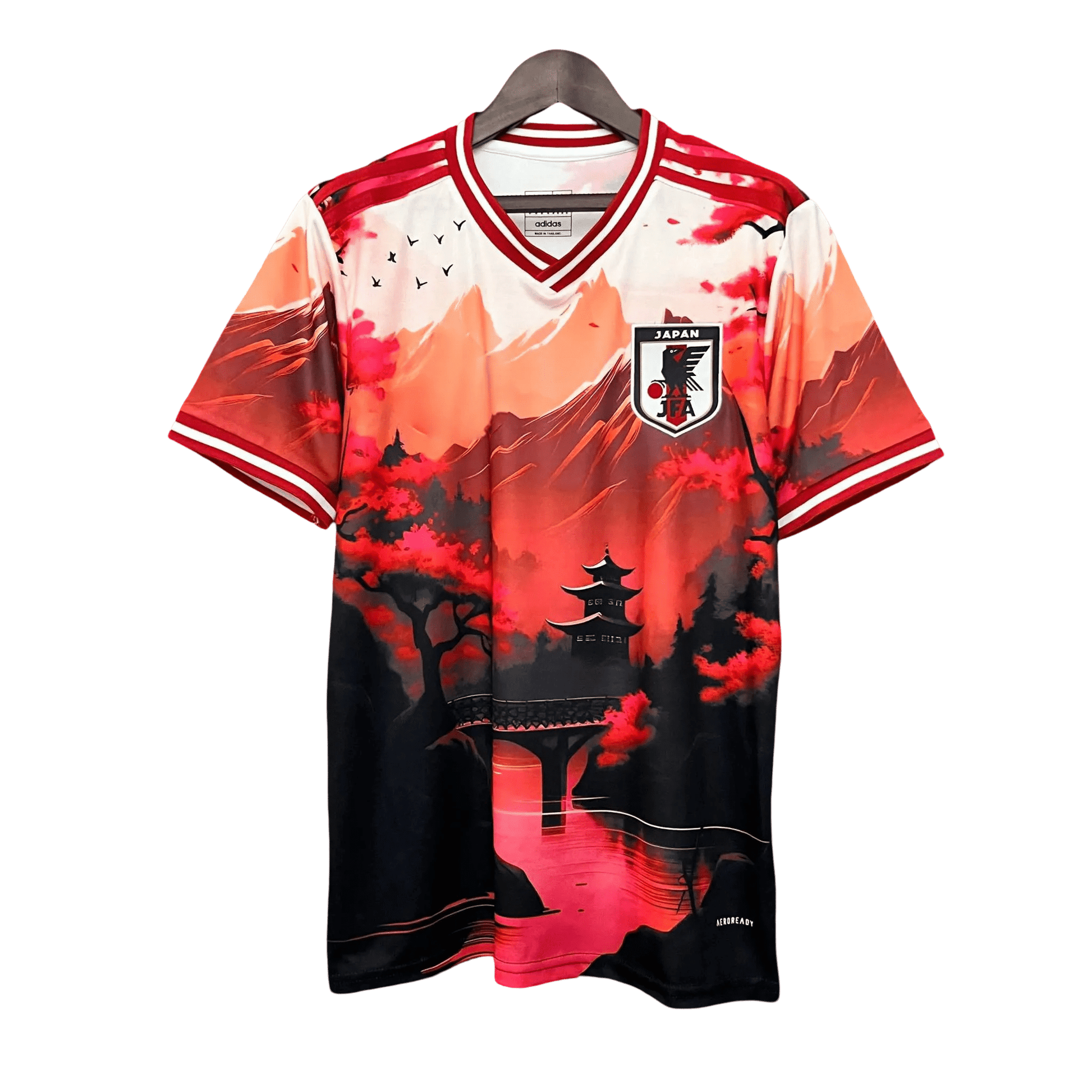 Japan KYOTO RED Jersey Ancient Capital Special Edition with traditional brushstroke art temple red base gold detailing