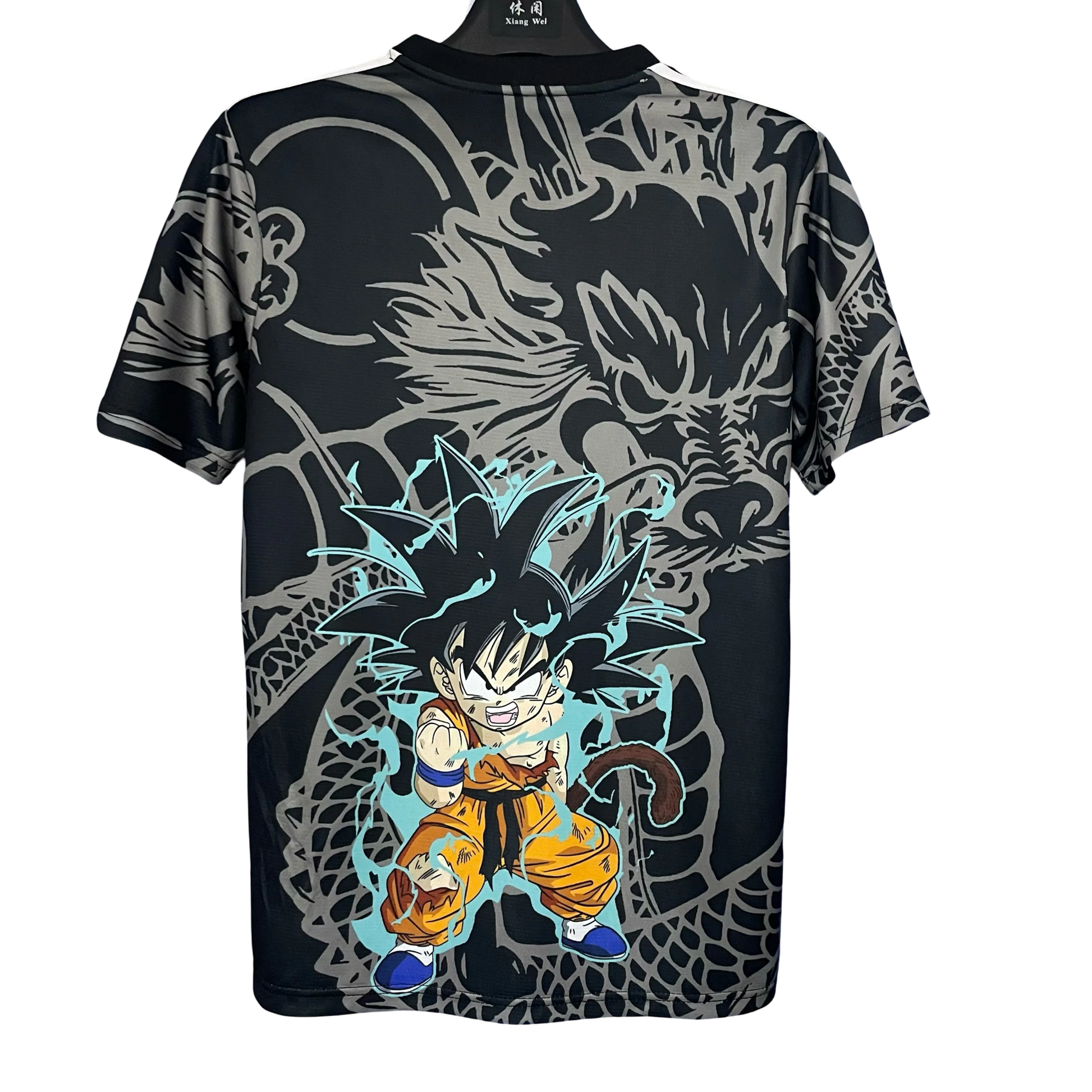 Kid Goku anime design on Japan dragon soccer jersey