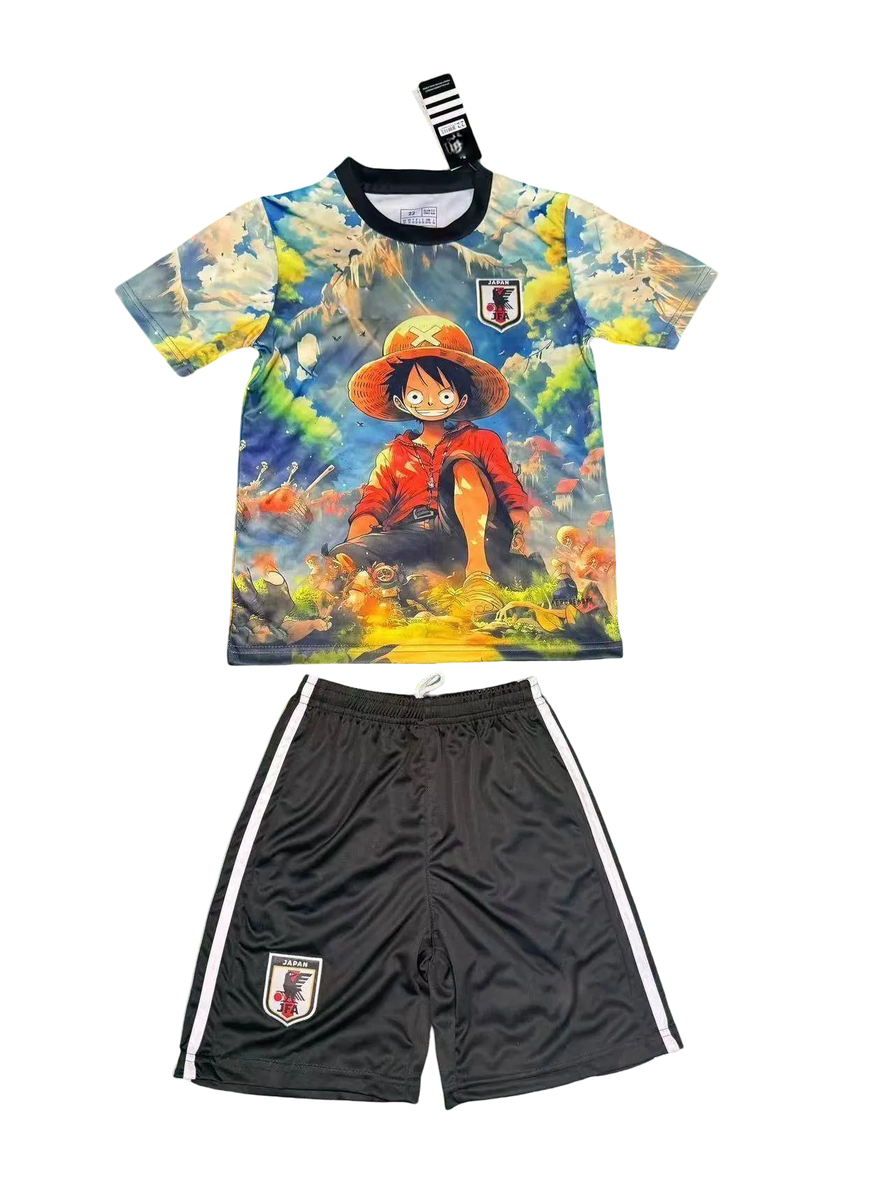 One Piece Luffy kids football kit with Japan badge