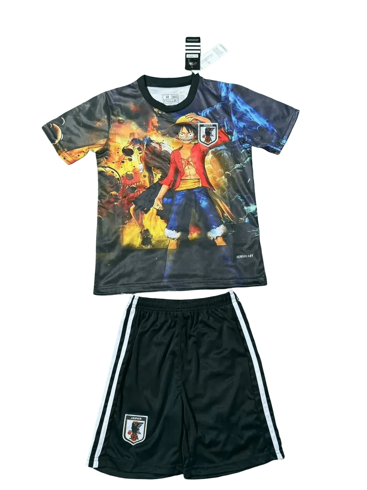 Japan Luffy Fire & Thunder kids football kit with anime design