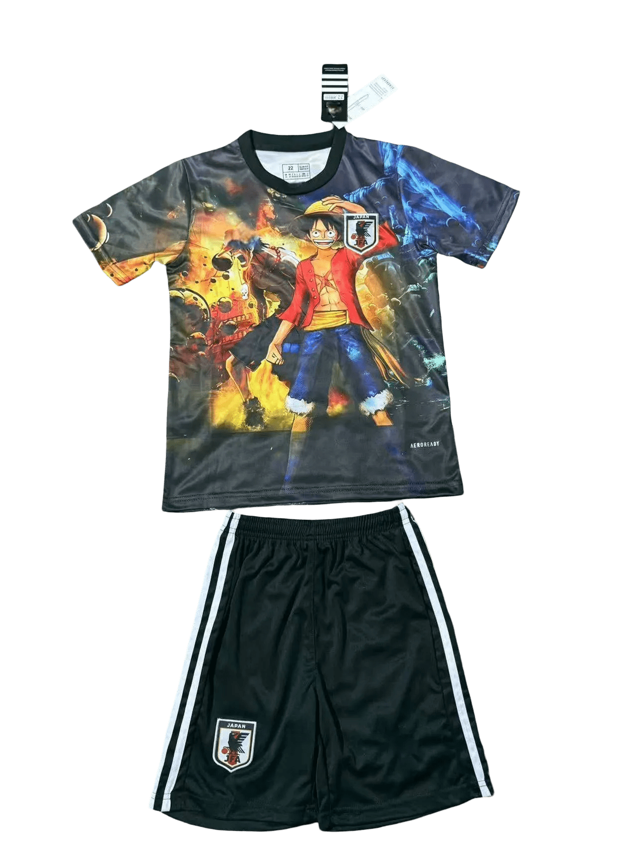 Japan Luffy Fire & Thunder kids football kit with anime design