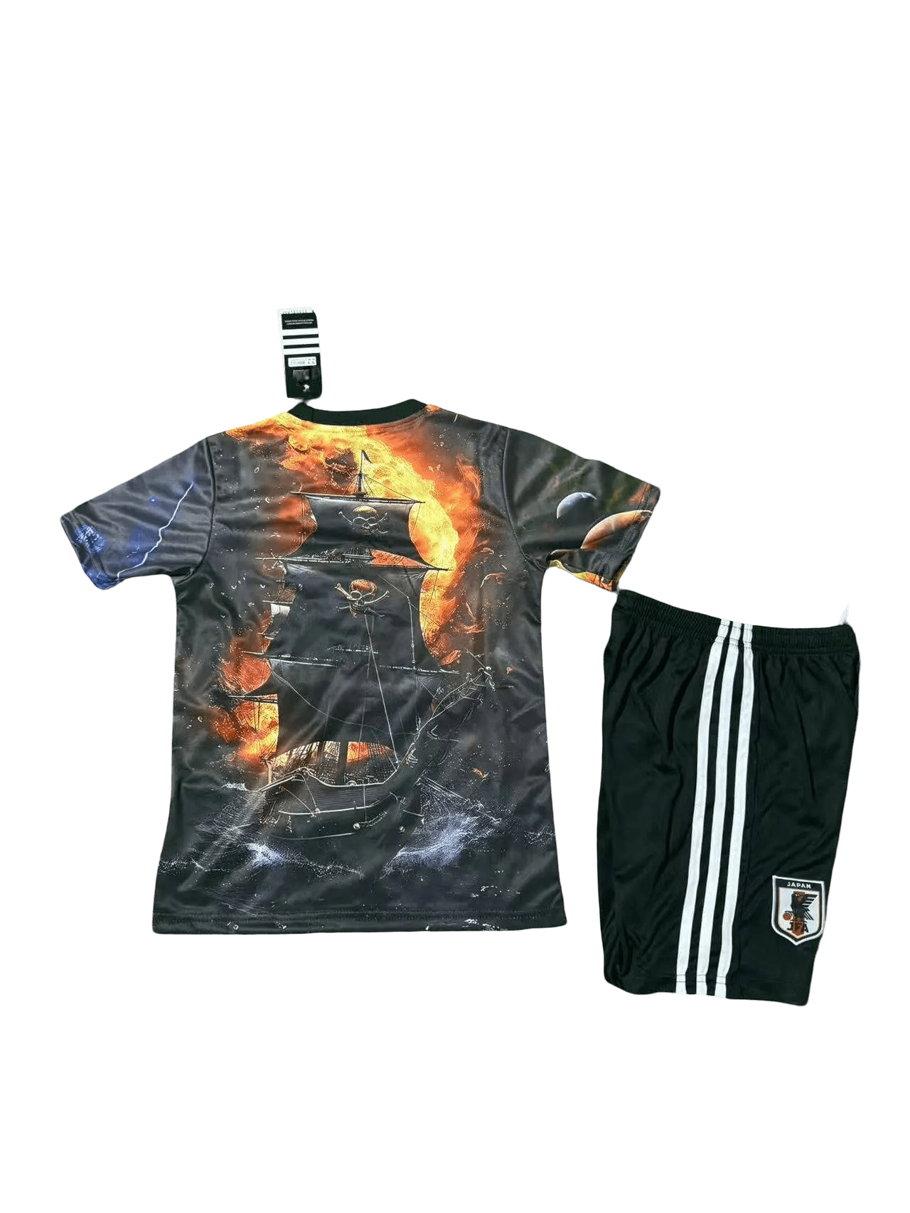 Kids football set with fire and lightning artwork