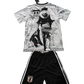 Youth football kit with black and white Luffy artwork