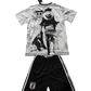 Youth football kit with black and white Luffy artwork