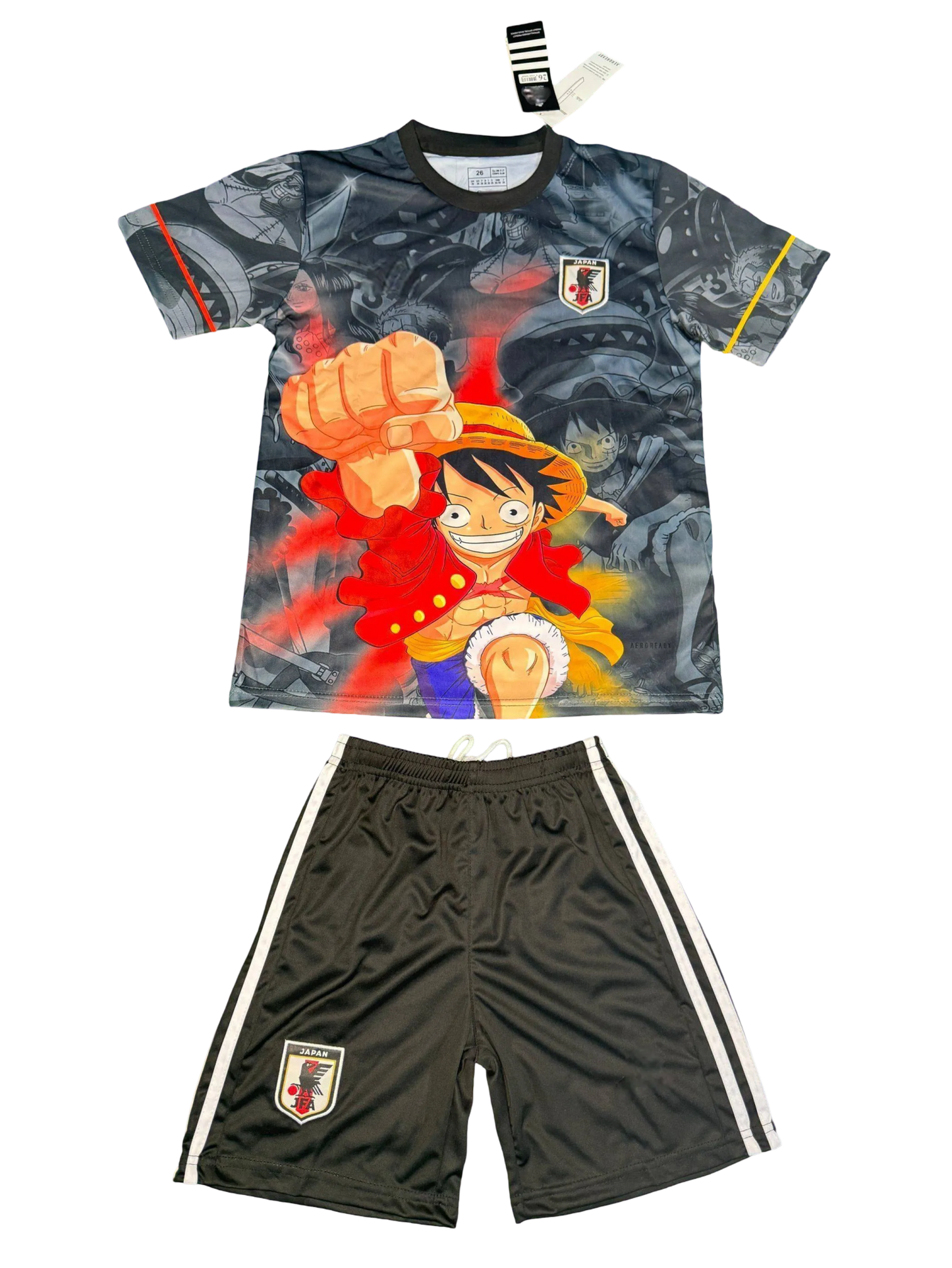 Japan Luffy Power Strike Youth Football Kit with anime jersey and shorts