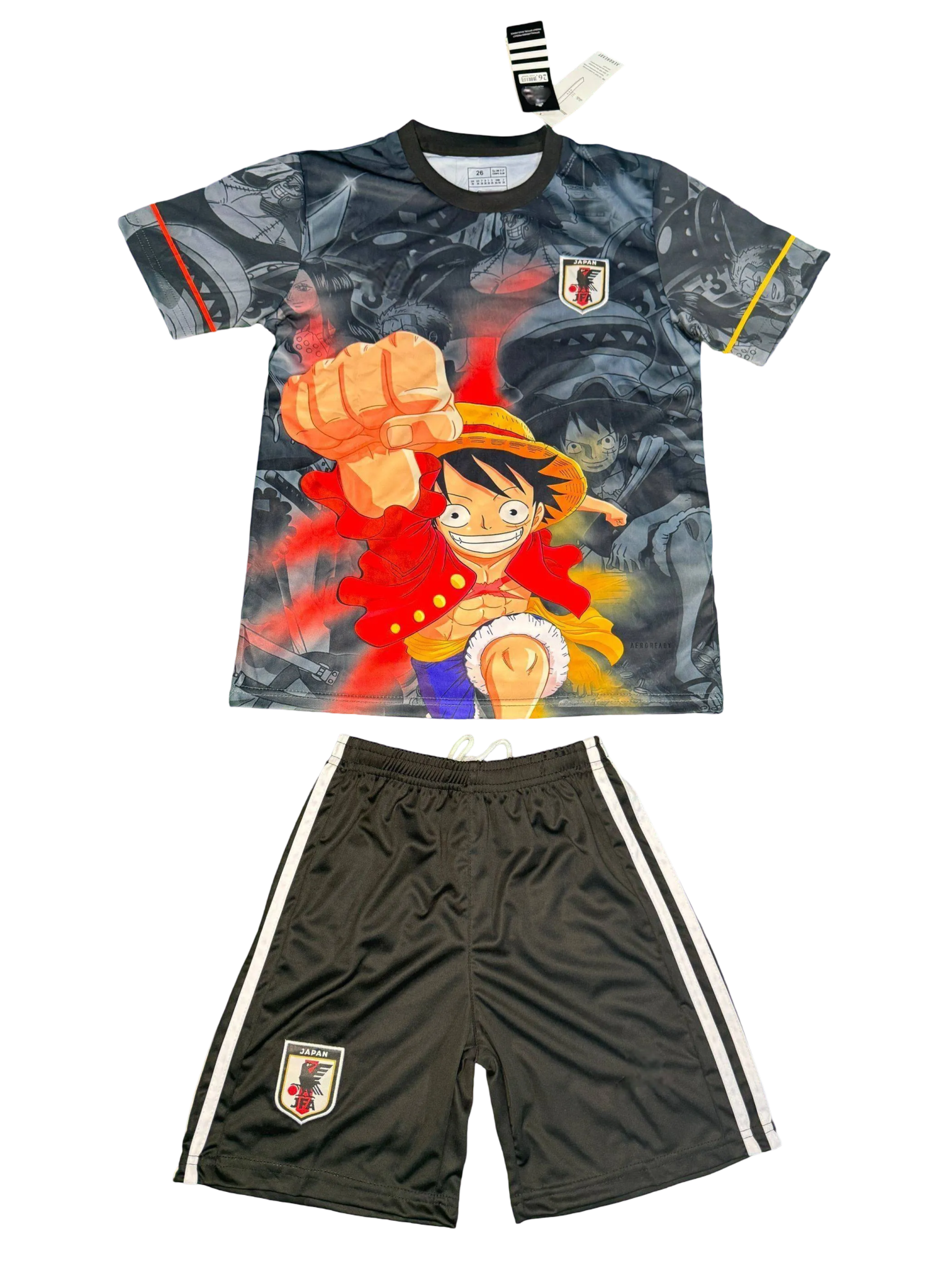 Japan Luffy Power Strike Youth Football Kit with anime jersey and shorts