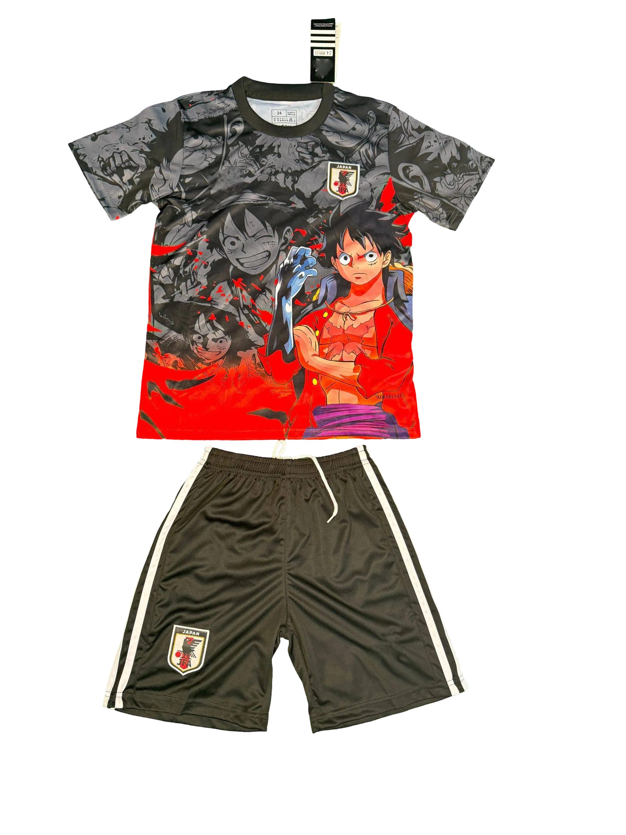 Japan Luffy Red Rage Youth Football Kit with jersey and shorts