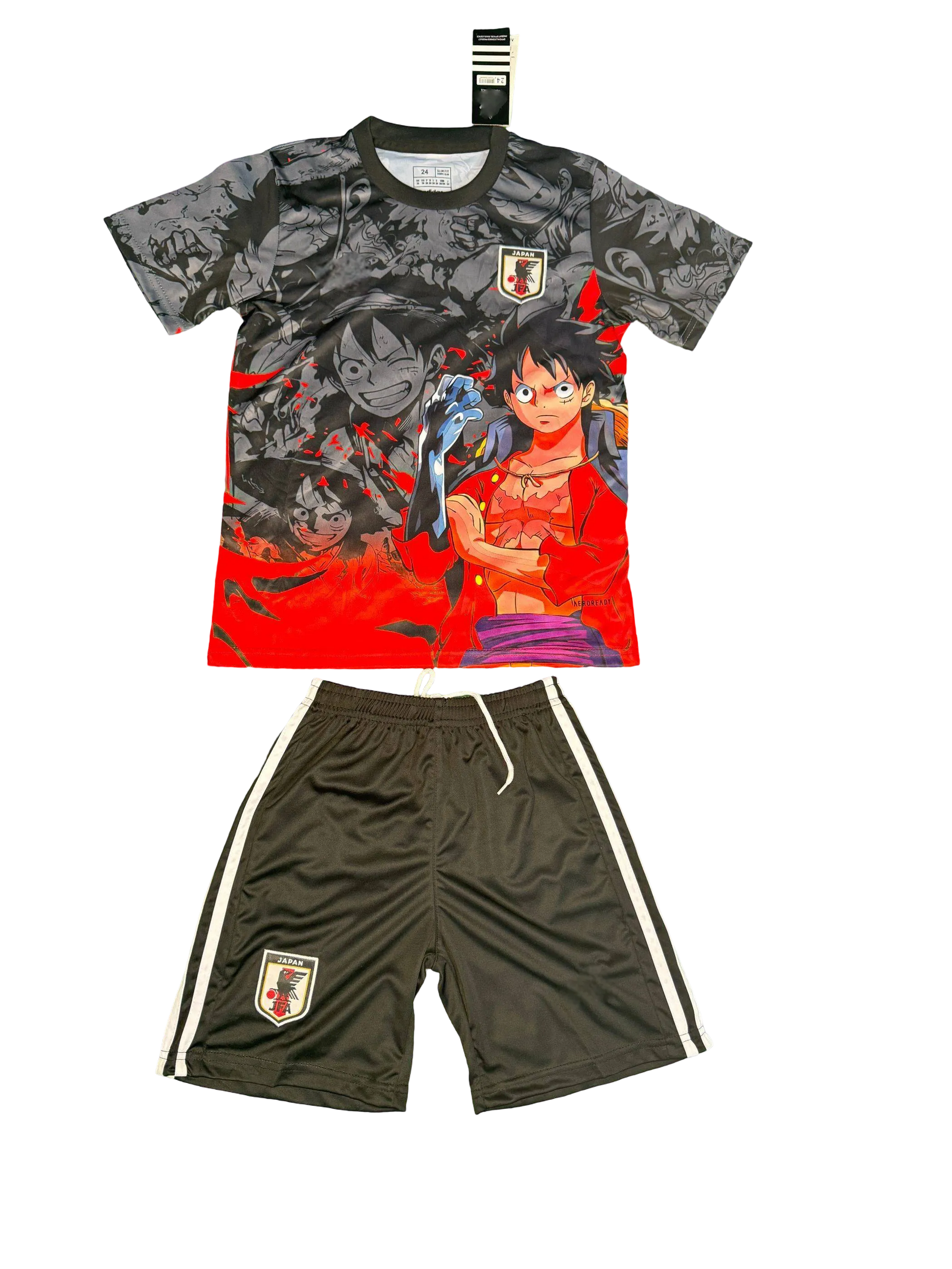 Japan Luffy Red Rage Youth Football Kit with jersey and shorts