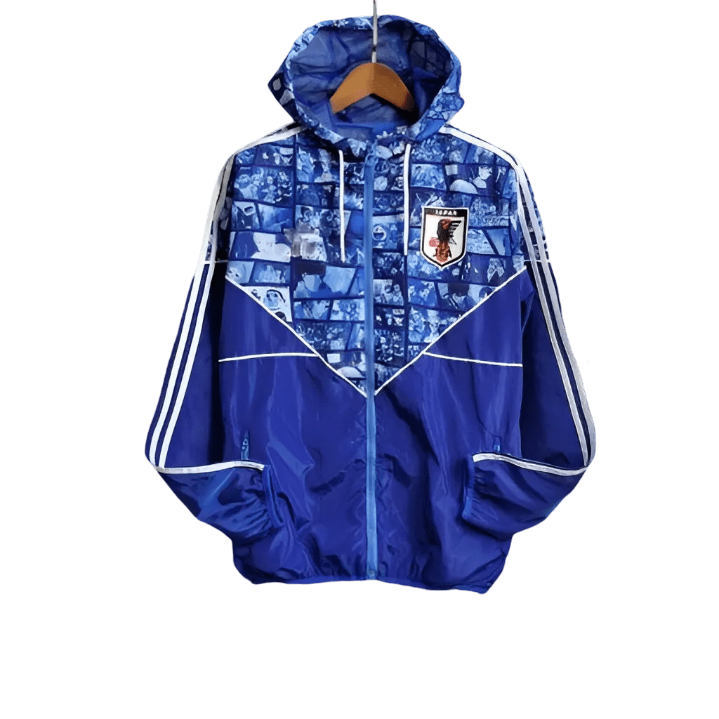 Premium manga panel windbreaker jacket japan blue design
