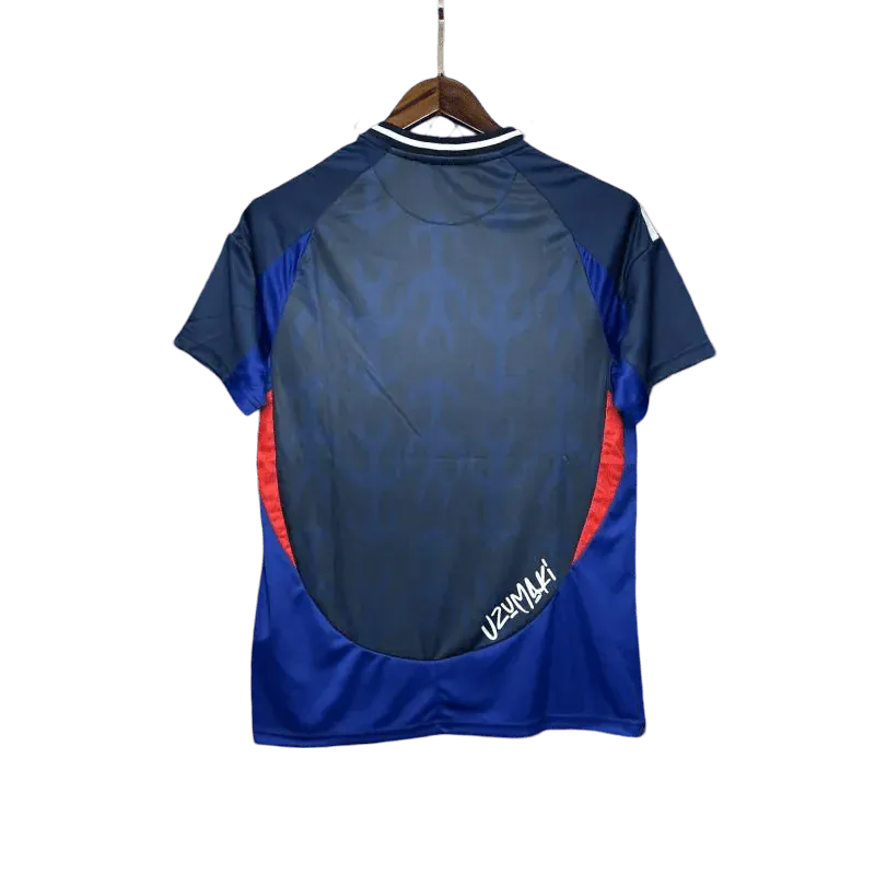 Premium Naruto kit featuring speculative Sharingan abilities with blue depth effects and authentic Japan jersey construction
