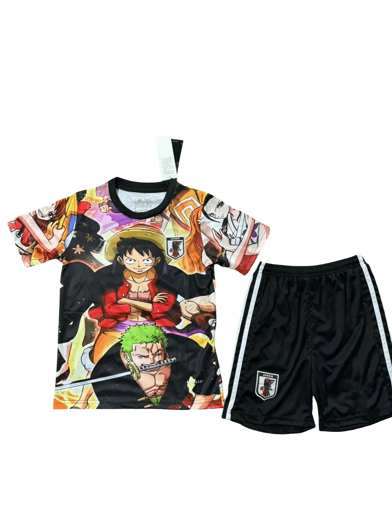 Youth anime football jersey featuring One Piece characters