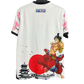 Japan one piece anime soccer jersey luffy pagoda red sun back view
