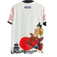 Japan one piece anime soccer jersey luffy pagoda red sun back view
