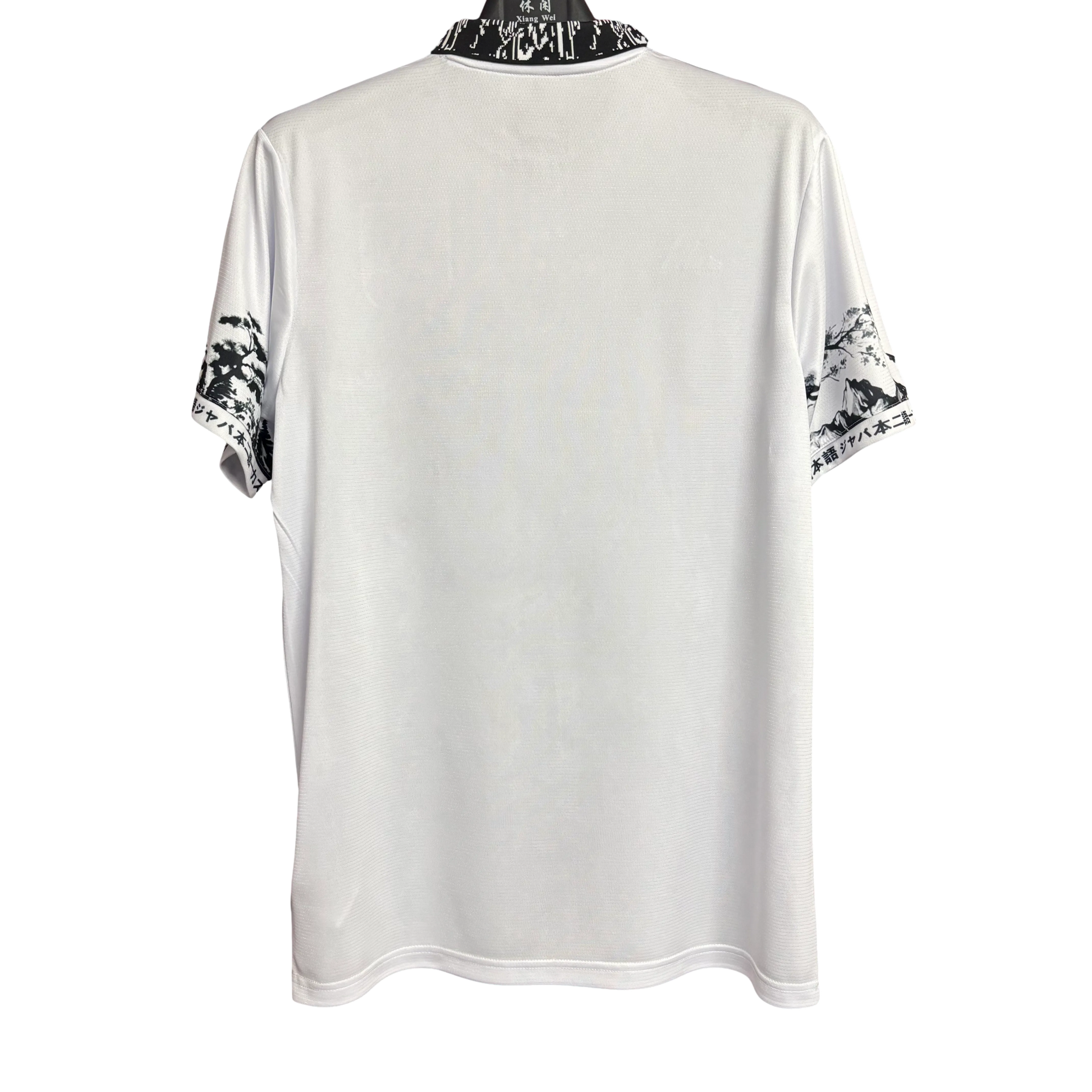 Japan one piece anime soccer jersey landscape bonsai back view white
