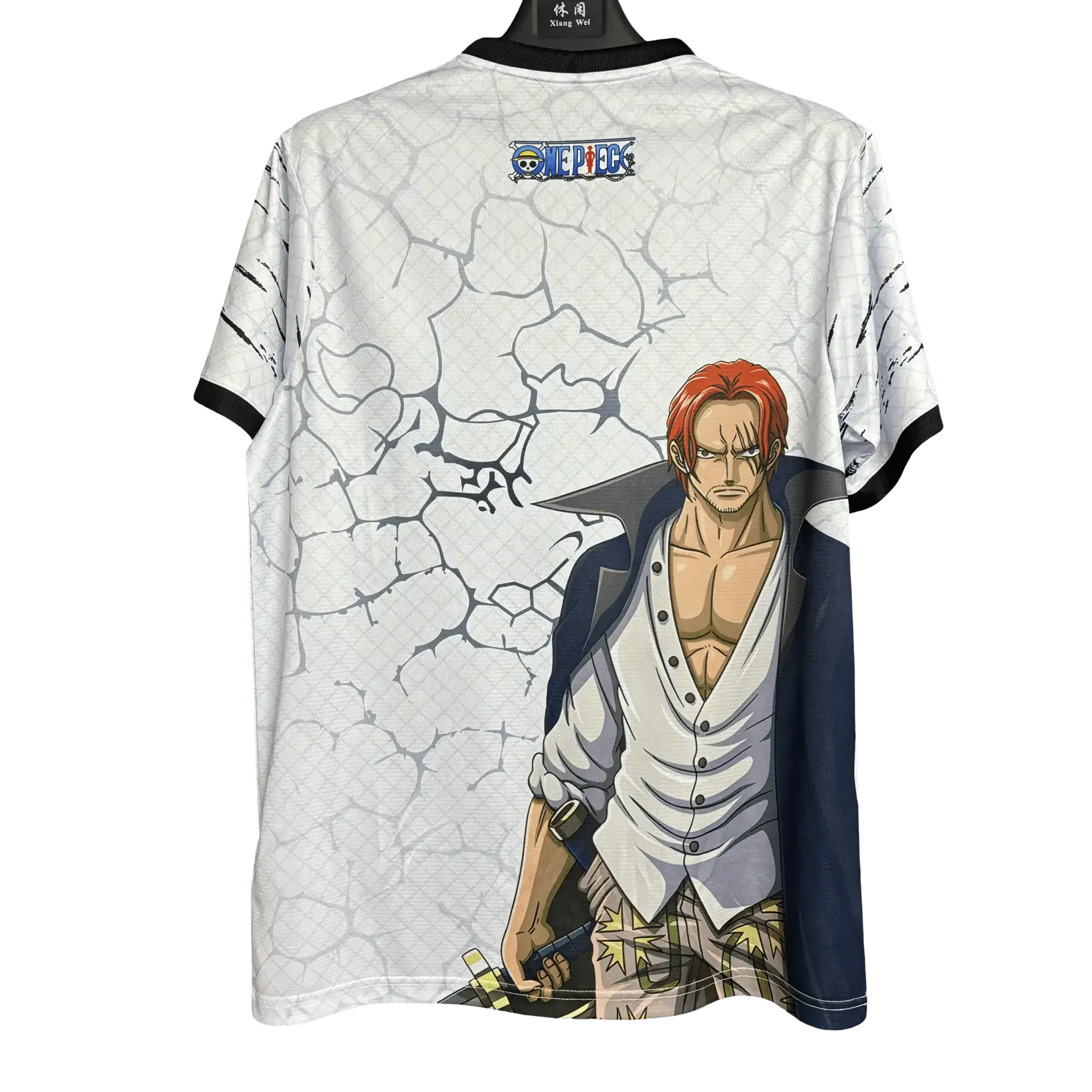 Japan one piece shanks emperor football jersey red-haired pirate captain back
