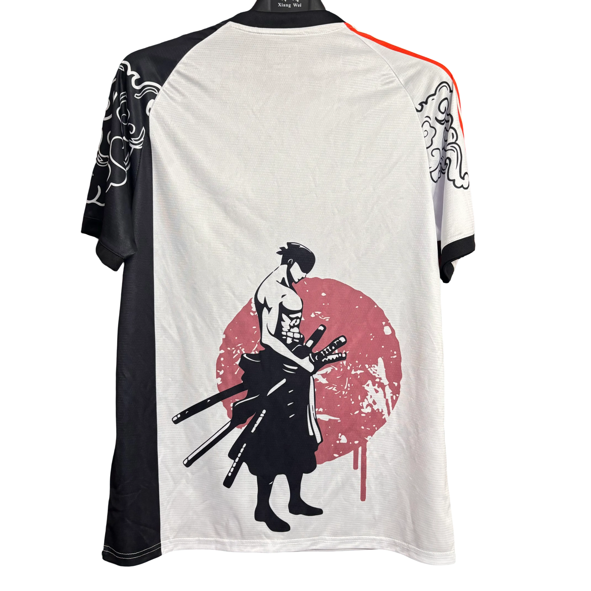 Japan one piece anime soccer jersey zoro swordmaster kanji design back
