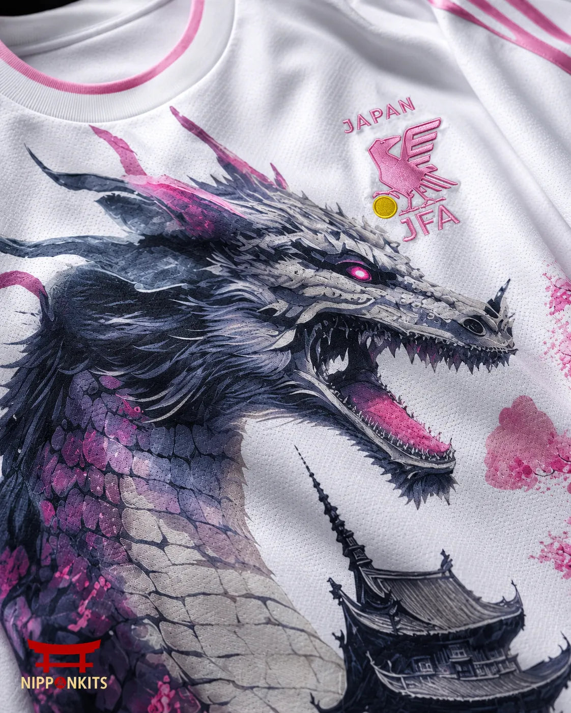 Japan Pink Dragon White Jersey