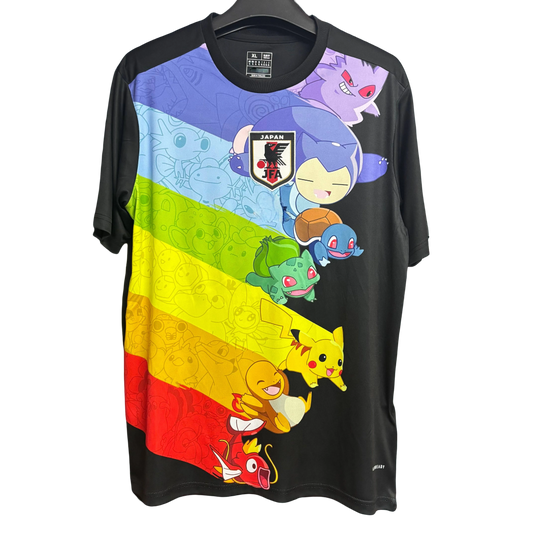 Japan pokemon rainbow football jersey kanto legends pikachu gradient front