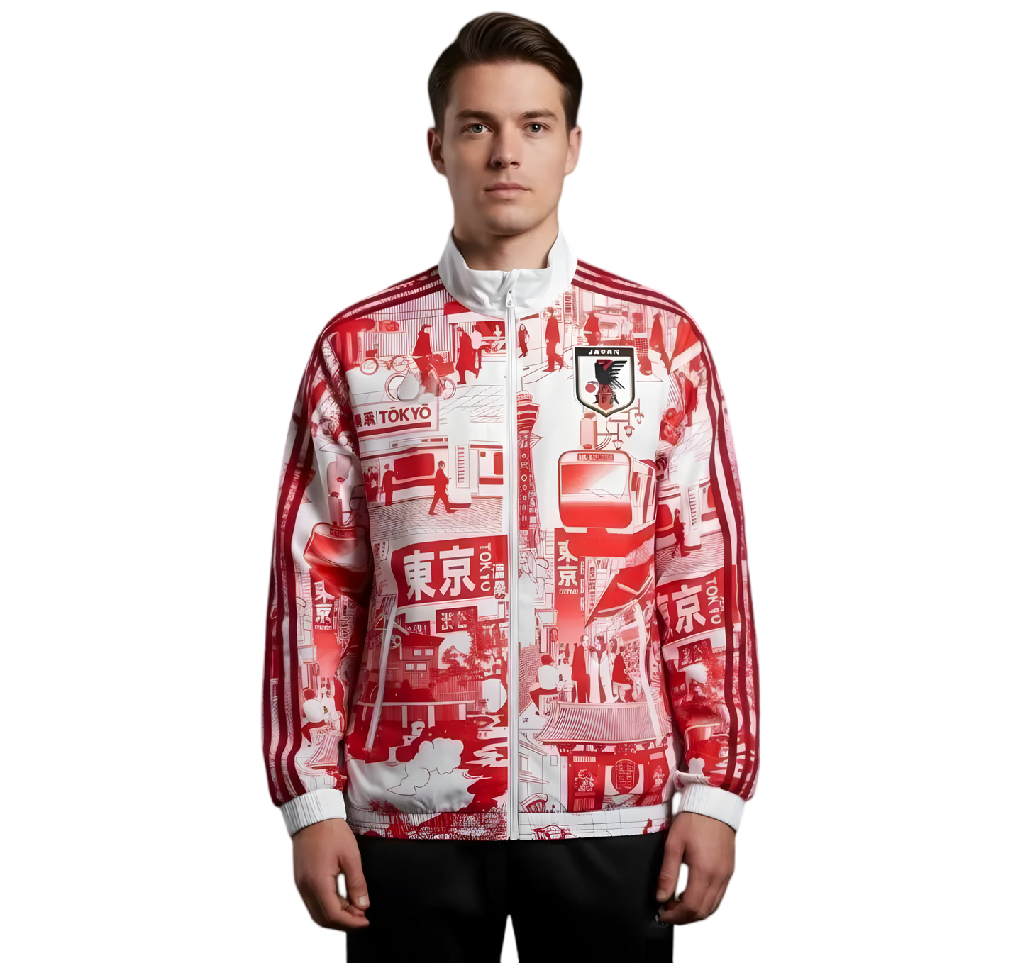 Japan reversible tokyo red tsubasa black zip jacket dual design
