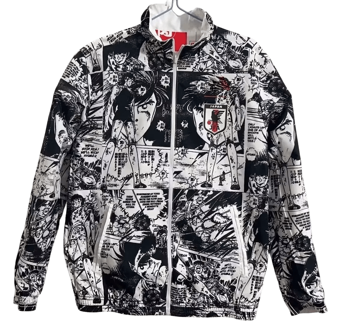 Reversible anime zip jacket japan tokyo red black design
