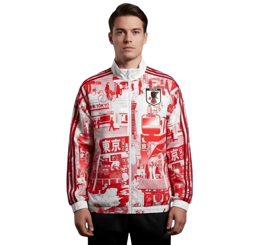 Japan Reversible Tokyo Red and Tsubasa Black Zip Jacket – Dual Design Streetwear Red TOKYO