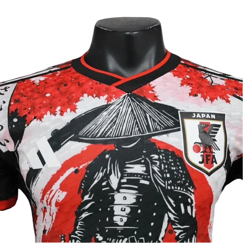 Red and black Japan soccer jersey katana concept – NipponKits